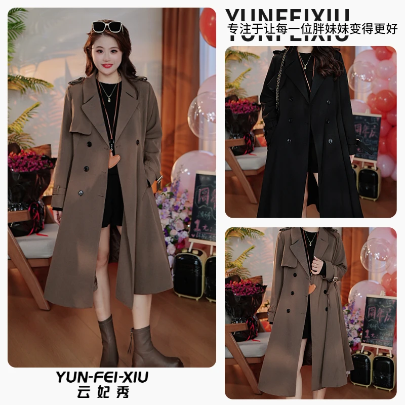 云妃秀大码女装风衣外套时尚休闲胖妹妹显瘦宽松韩版气质秋66011