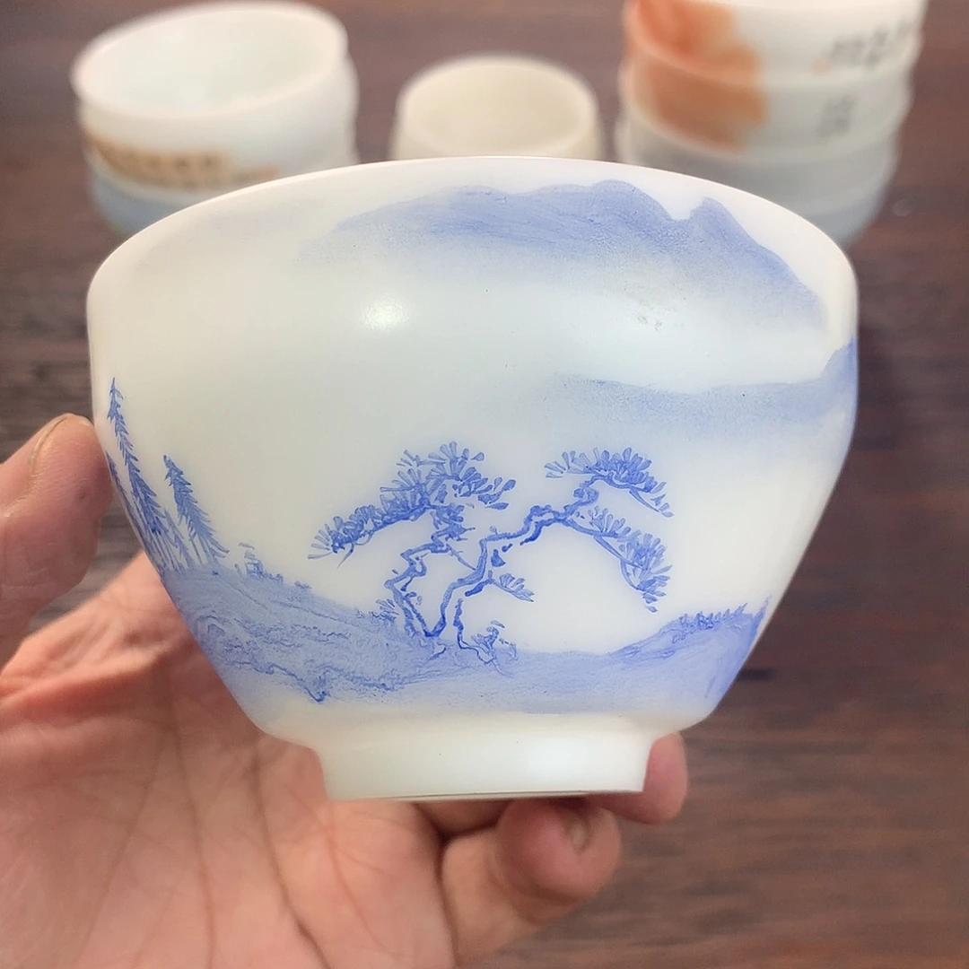 冰种素烧手绘主人杯