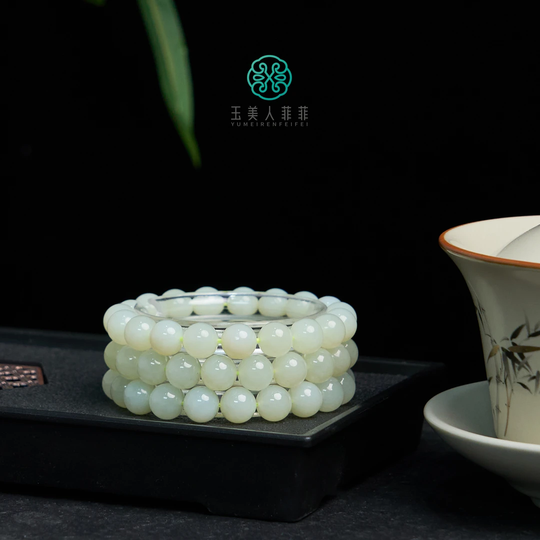 石惑珠宝~和田玉单圈手串-圆珠约10mm/多样性发一