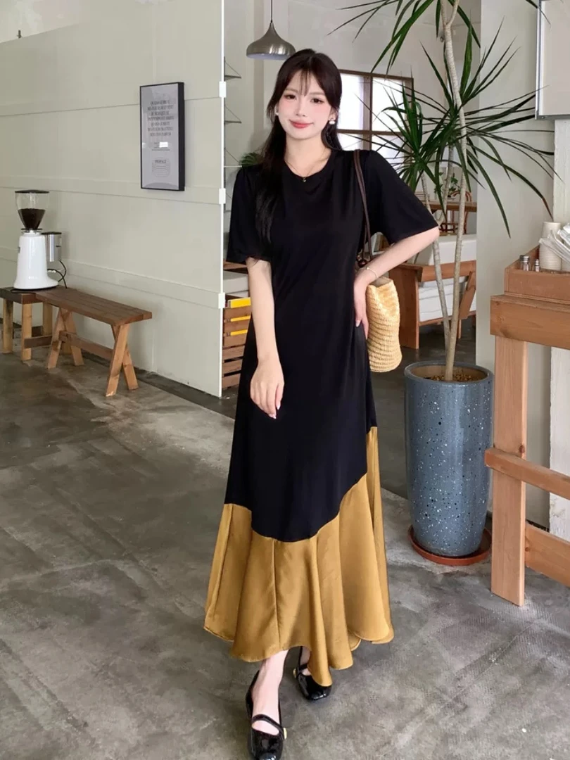 【艾丽莎定制】新款赫本风圆领碎花连衣裙女雪纺裙YF-B-3507