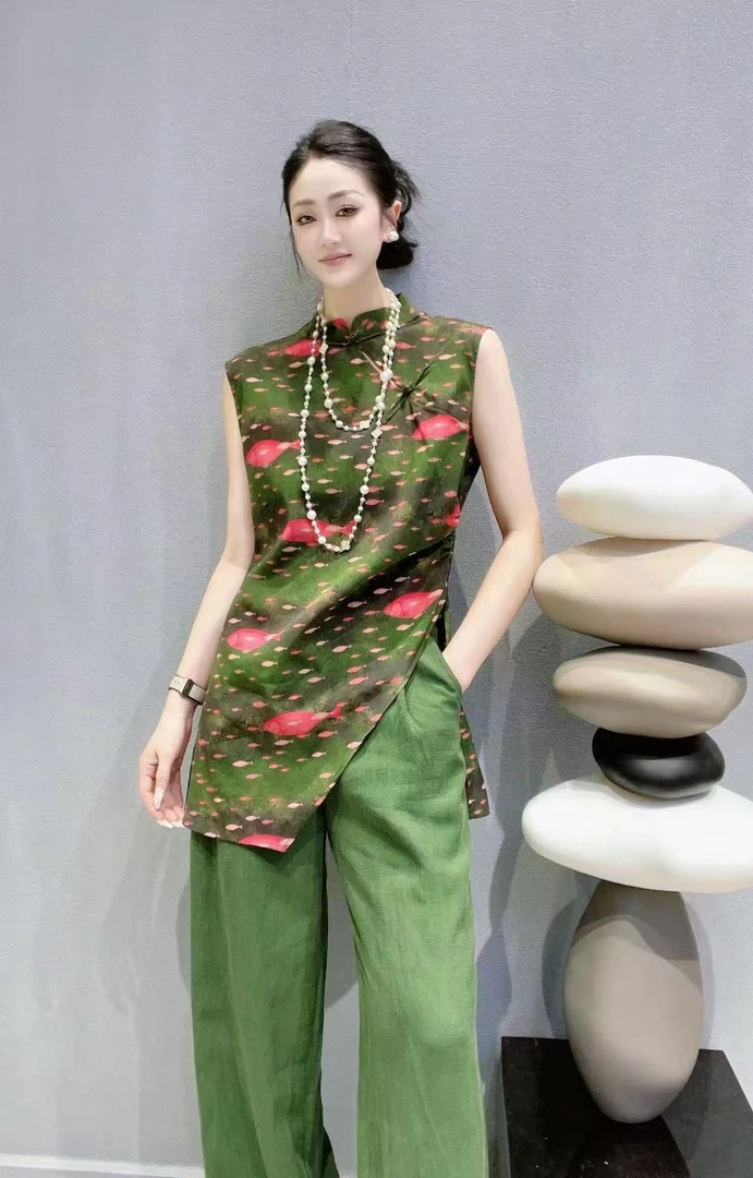 真丝新中式国风盘扣无袖上衣2025夏季女装宽松新设计感高级马甲