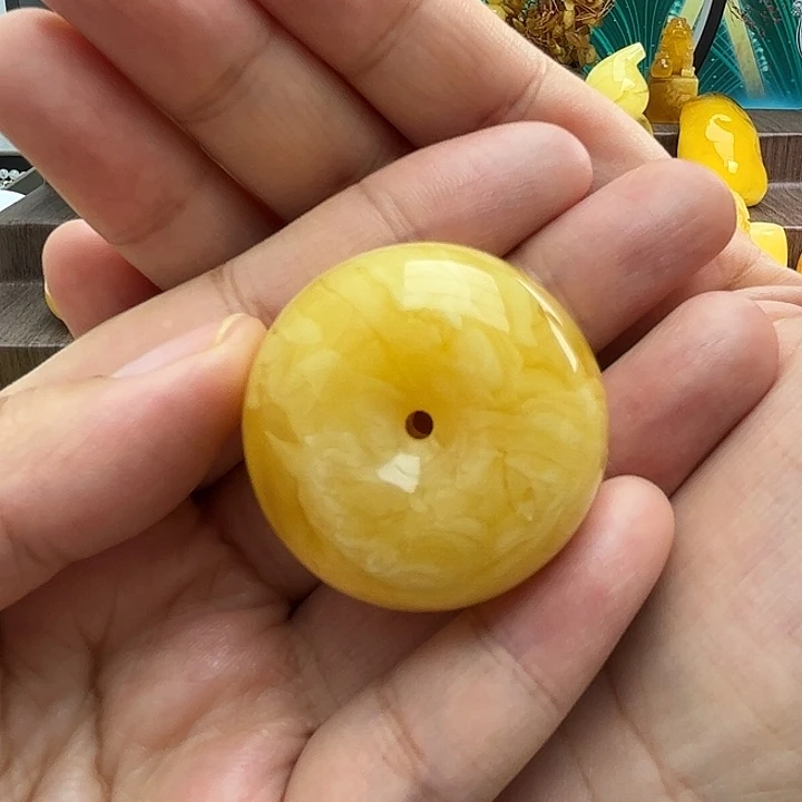 琥珀裸石未镶嵌平安扣吊坠22.04