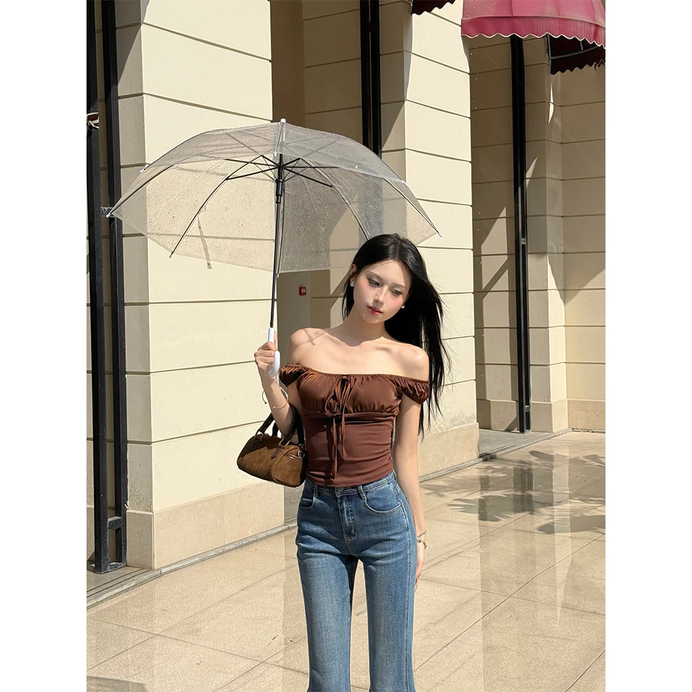 夏季新款 咖色通勤外穿小众设计感背心吊带性感显瘦辣妹格子抹胸