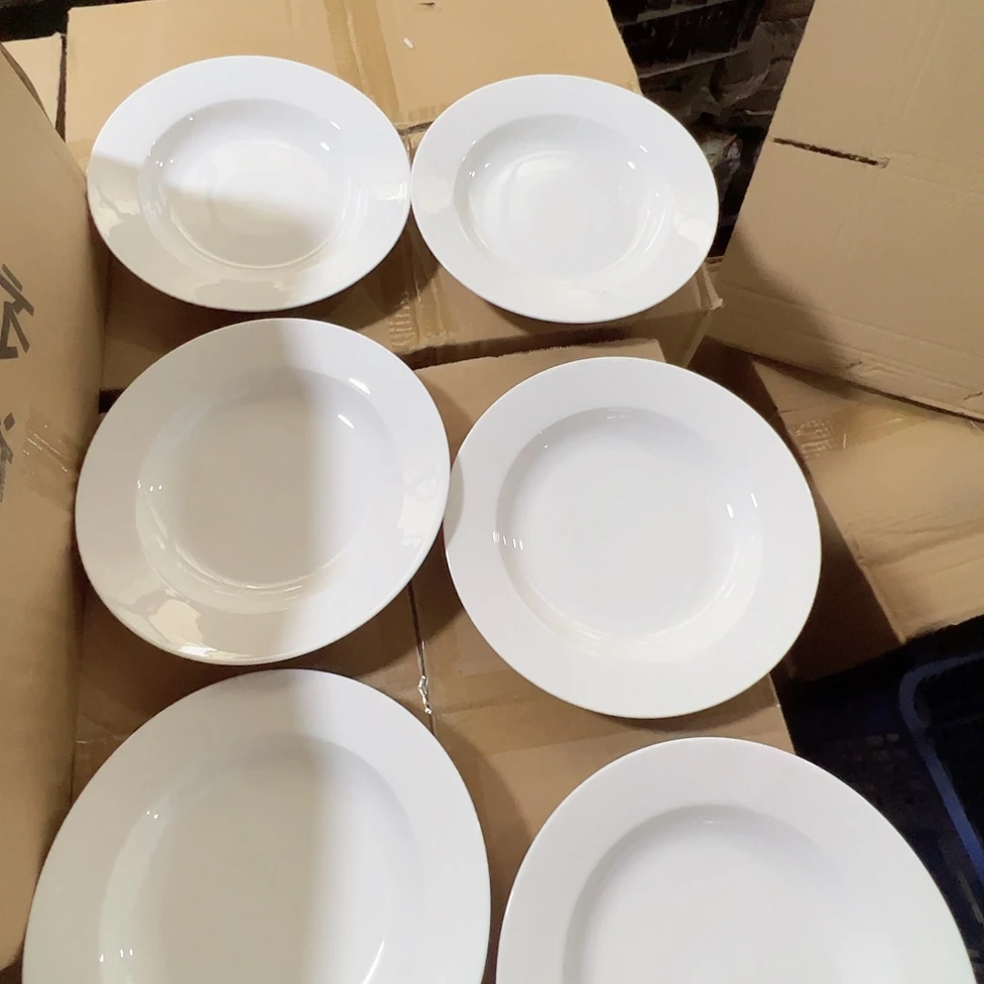 瓷景德镇高温陶瓷玉泥胎8寸菜盘6个