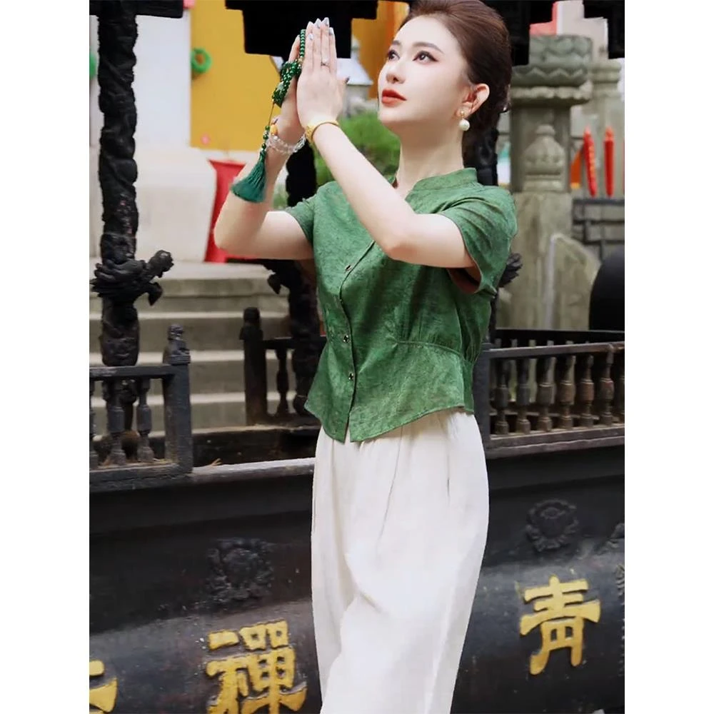 新中式女装国风上衣年轻款复古改良唐装高级感小衫女2025夏季新款