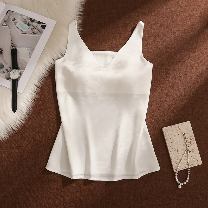 醋酸缎面提花吊带背心女西装内搭设计感小众性感宽松外穿无袖上衣