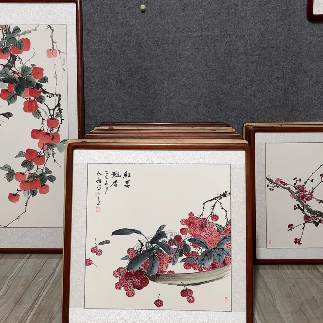 国画书画作品带框63×63