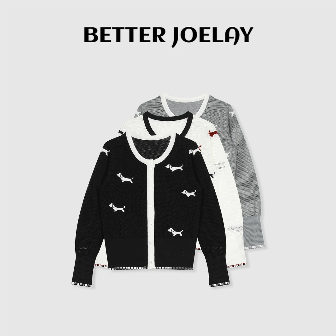 BETTER JOELAY-【小狗满印】时尚潮流开衫针织衫圆领韩版SDL-88109