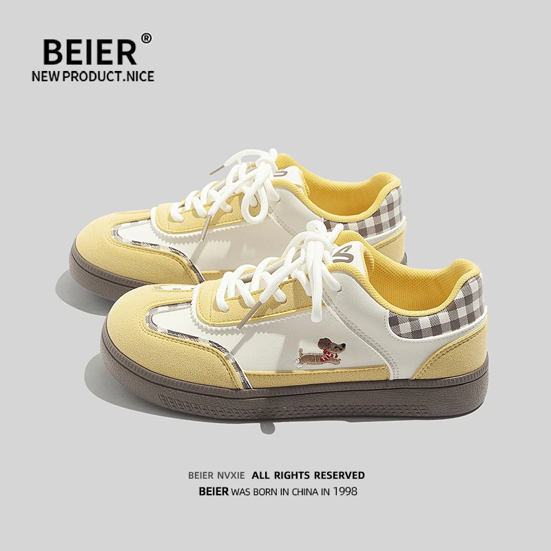 BEIER百搭小白鞋德训女鞋2025秋季新款爆款软底板鞋运动休闲6908