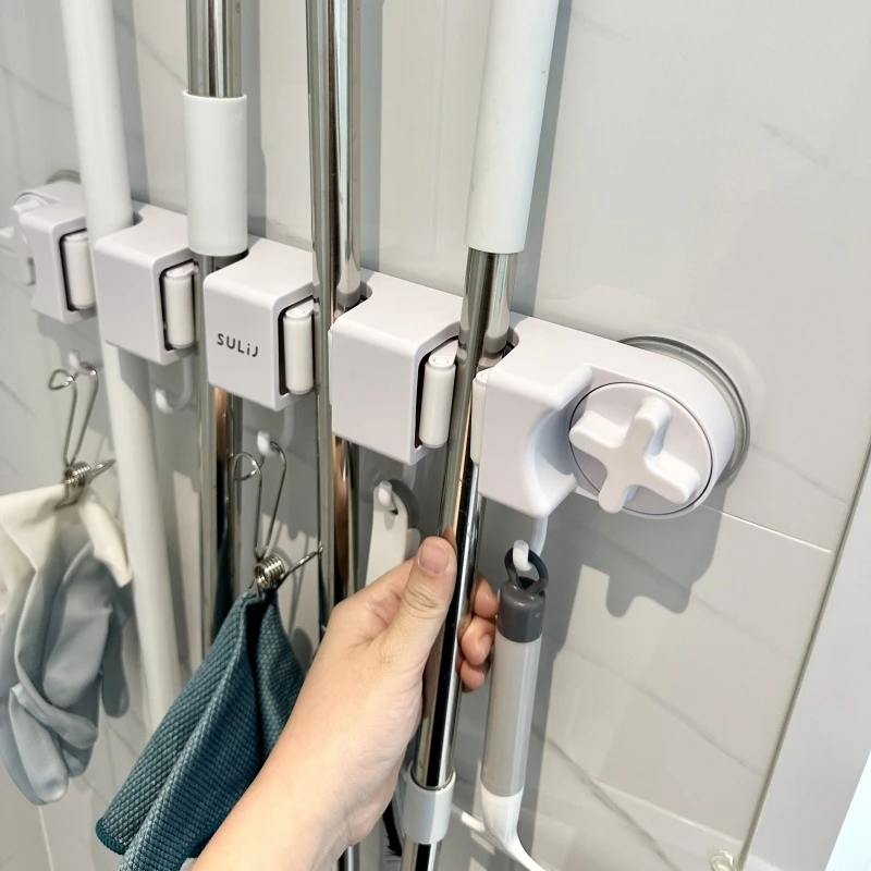 拾物造家拖把壁挂夹挂扫把拖布挂钩免打孔拖把夹架家用卫生间收纳