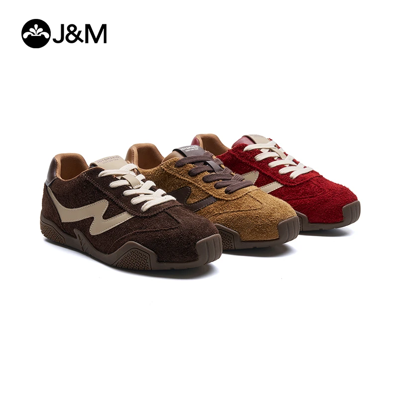 J&M/快乐玛丽25年秋款德训鞋拼色时尚休闲鞋防滑系带流光风15922W