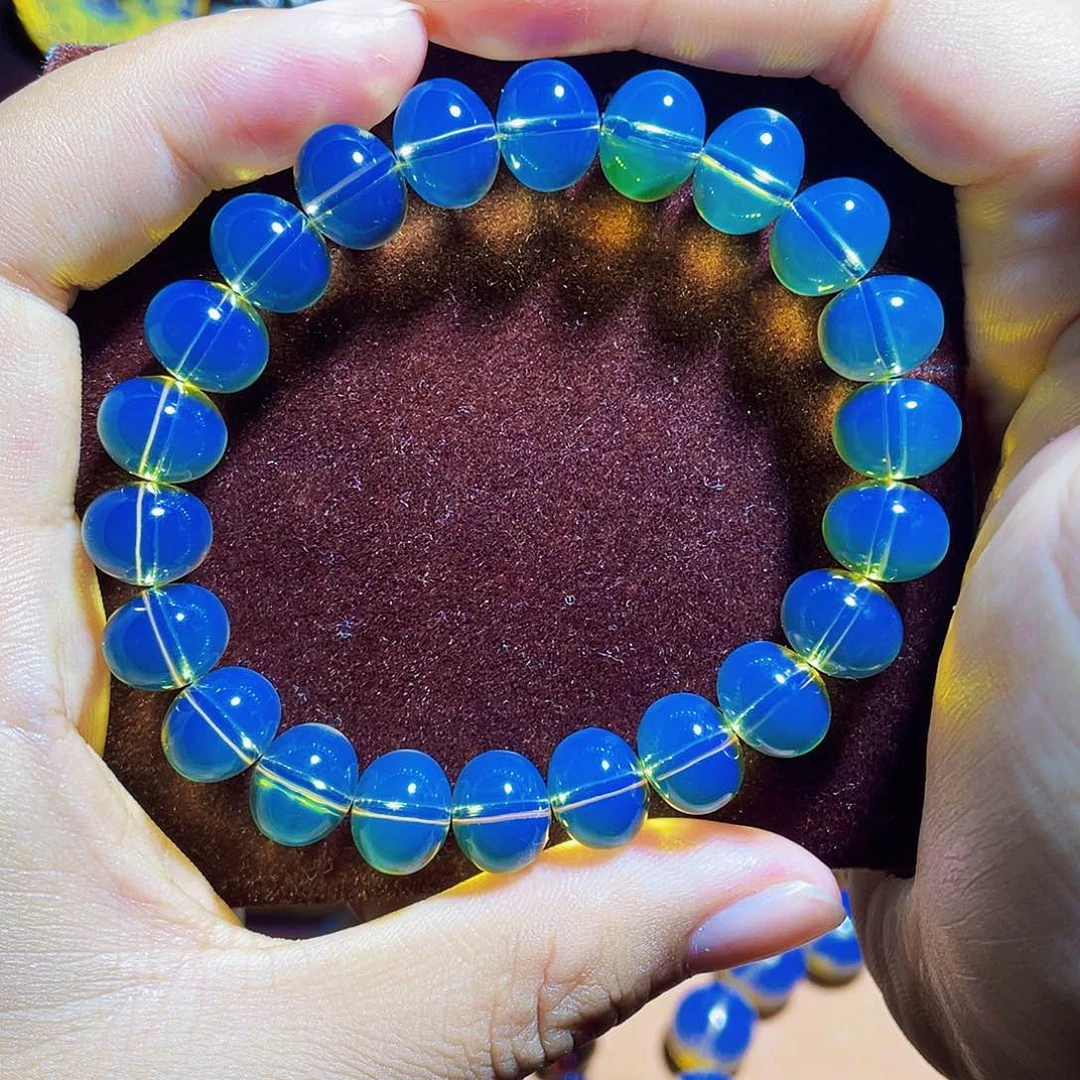 蓝珀裸石未镶嵌佛*我强流光强荧光算盘珠