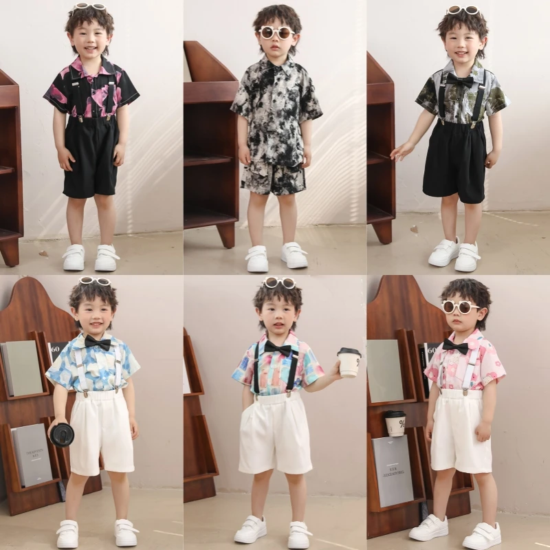 男童夏装套装休闲款儿童短袖童装男孩宝宝夏季衣服表演服花童礼服