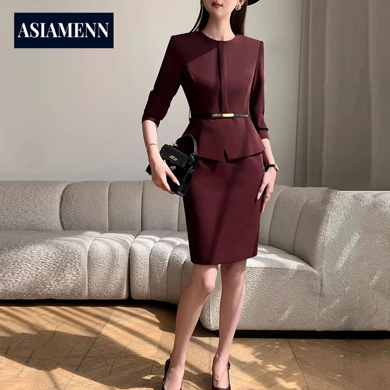 高端美业主持人连衣裙夏新款职业正装薄款时尚显瘦面试工作服裙子