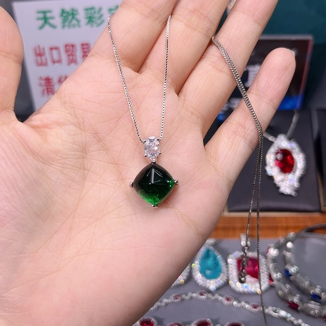 银S925镶嵌颈饰祖母绿w 199