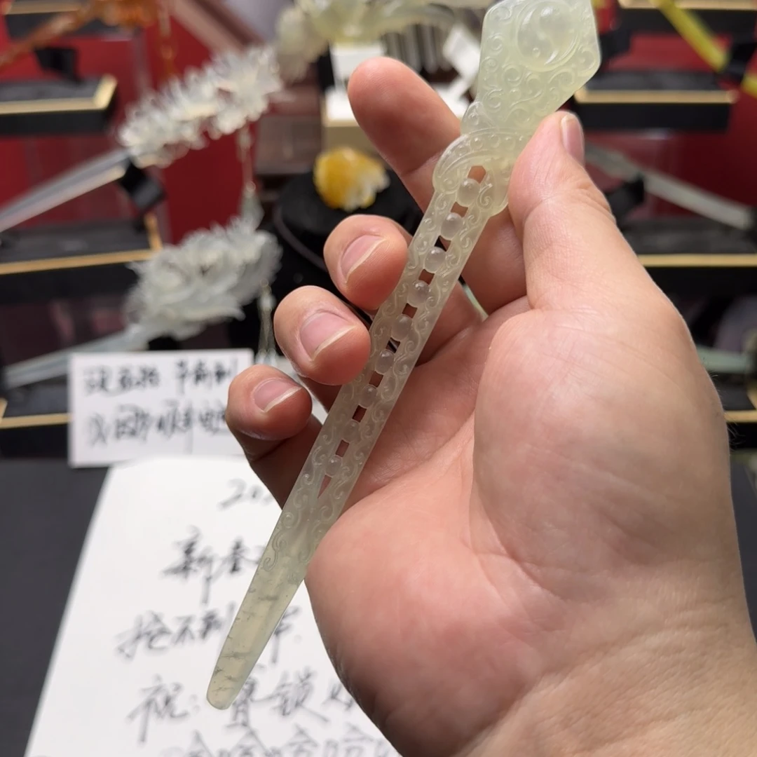 岫玉发饰未镶嵌明君玉簪就是好看