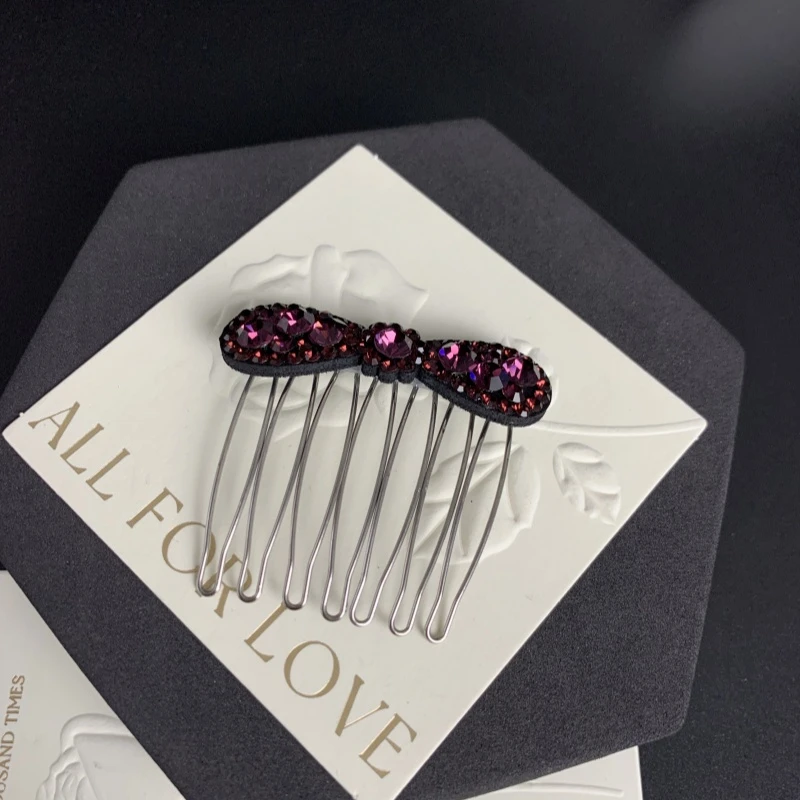 K254【金闪闪】5厘米乌梅紫酱满钻插疏