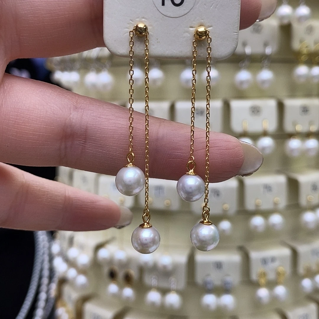 耳饰银S925镶嵌淡水珍珠