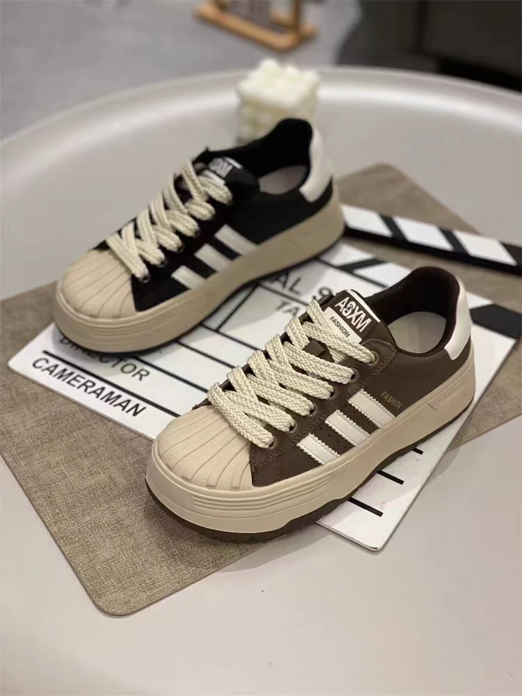 厚底小白鞋百搭贝壳头休闲板鞋2391