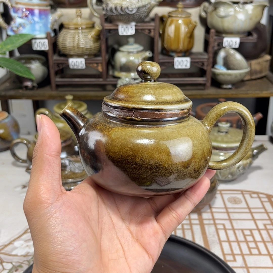 240cc白泥柴烧仿古壶，古法传承裸坯柴烧