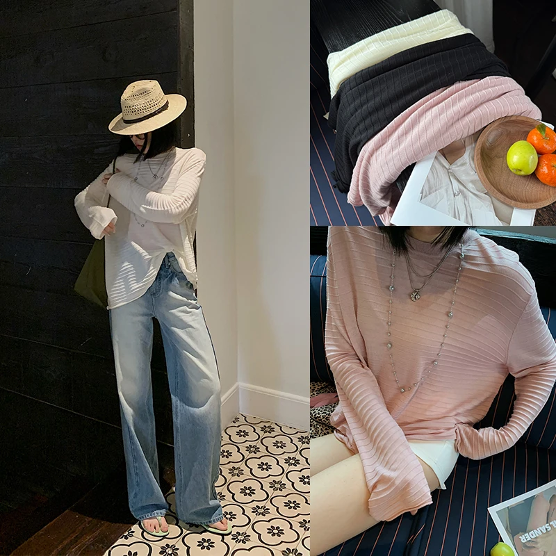 十三粥私服 条纹韵律 显瘦长袖百搭百搭细节感三色条纹罩衫