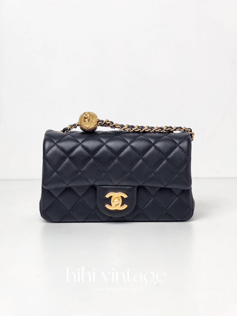 99新 Chanel/香奈儿 Chanel 黑金金球CF大mini链条包 16841155