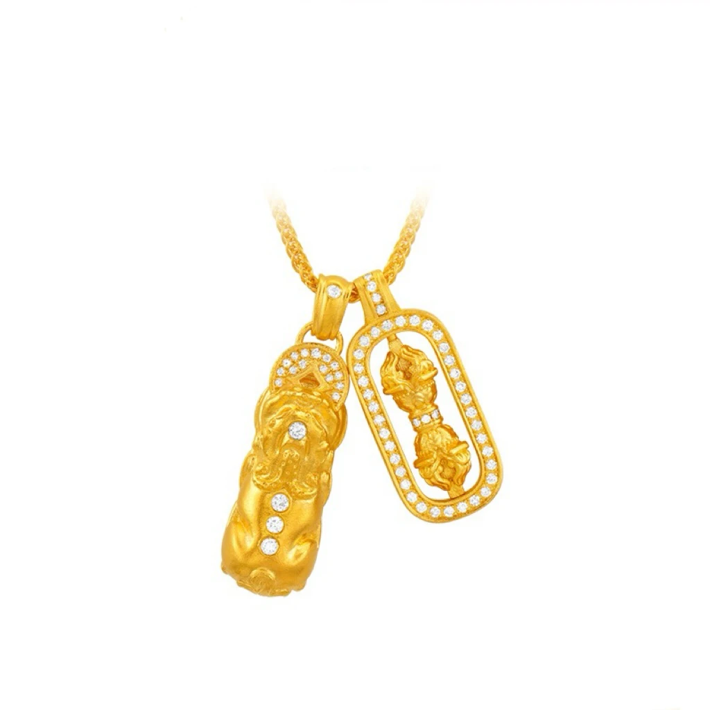 铜合金项链 212镀K金貔貅降魔杵项链时尚轻奢高端气质精美国潮风