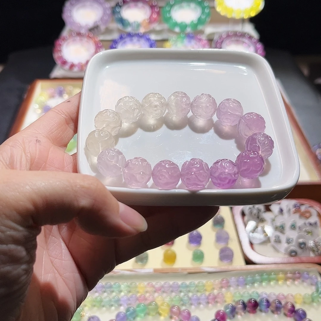 手链未镶嵌萤石粉紫渐变回纹1m