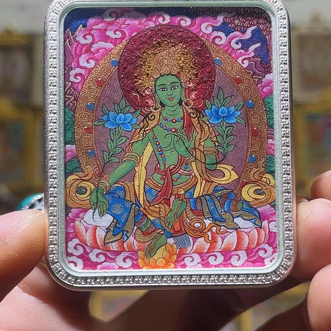 吊坠青海热贡纯手绘绿度母