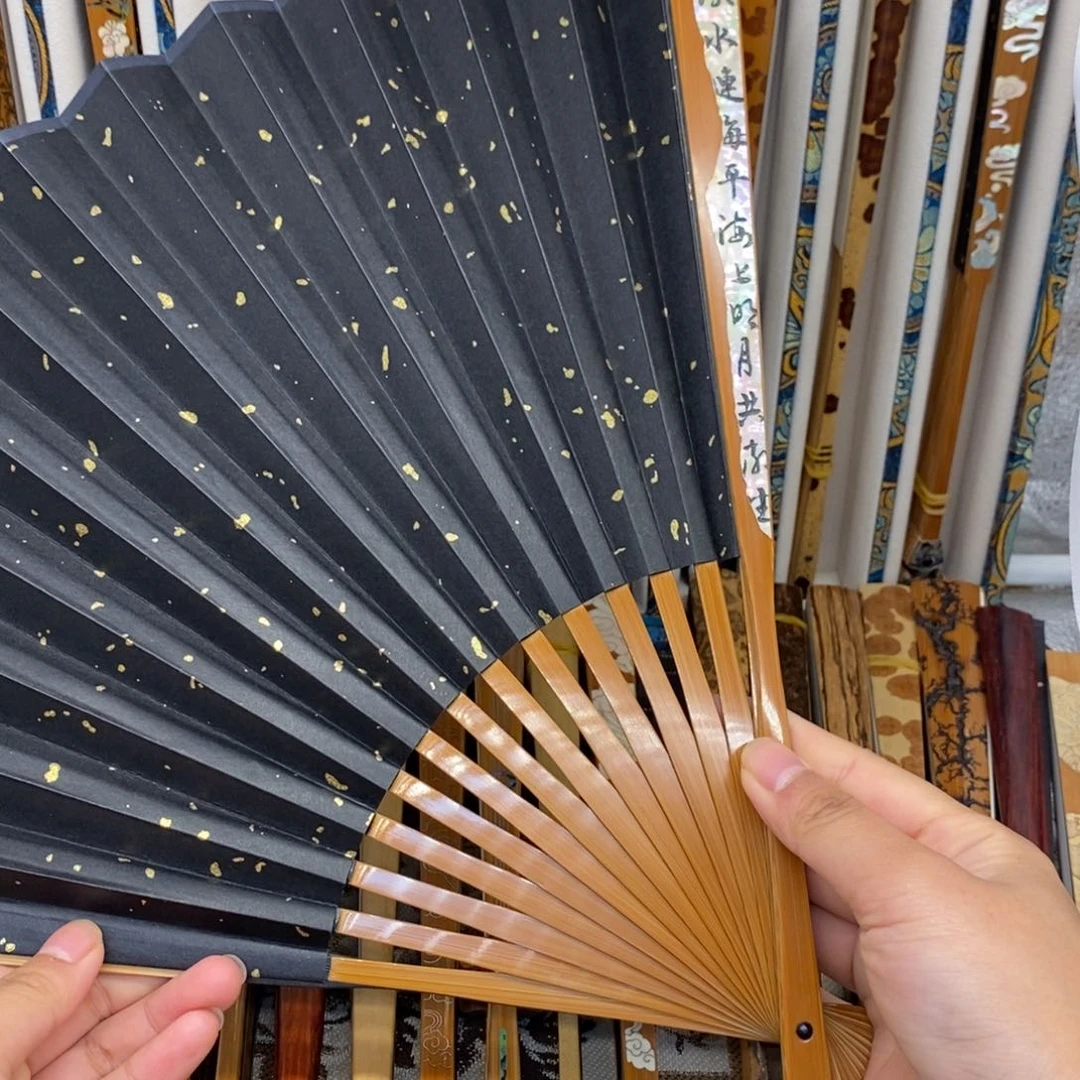 扇子春江花月夜螺钿三合