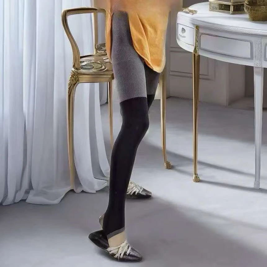 2023以直播实物为准坑条踩脚打底裤加厚保暖黑色针织裤袜秋冬灰色