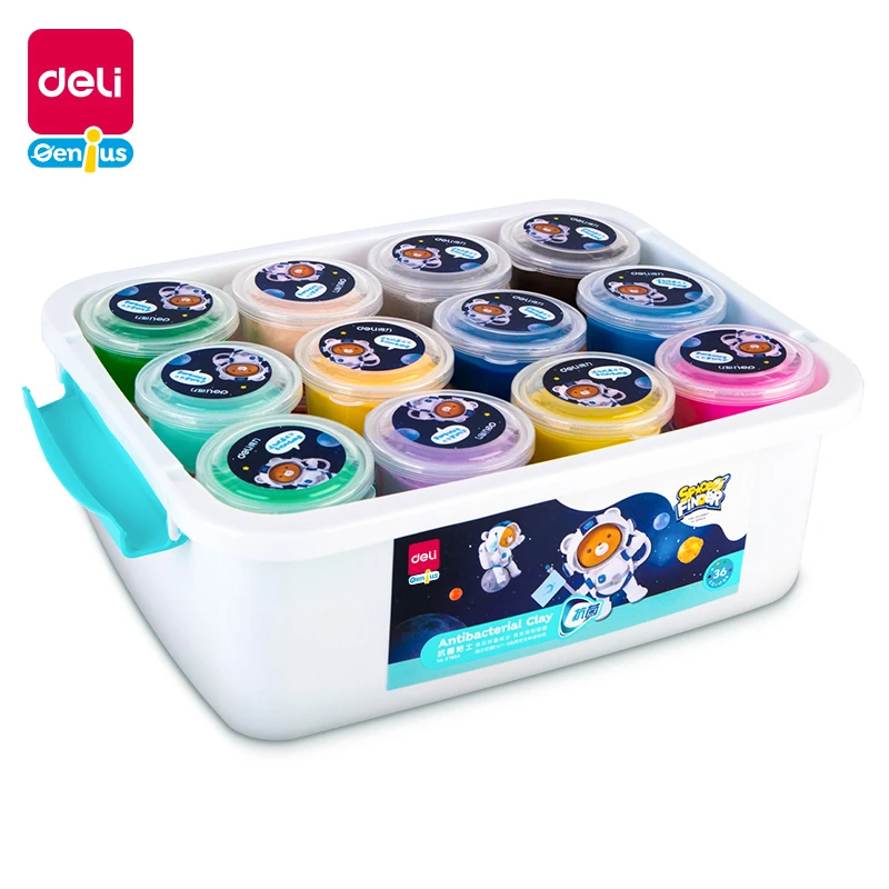 得力YF- 67854_36色抗菌粘土(混)(桶)