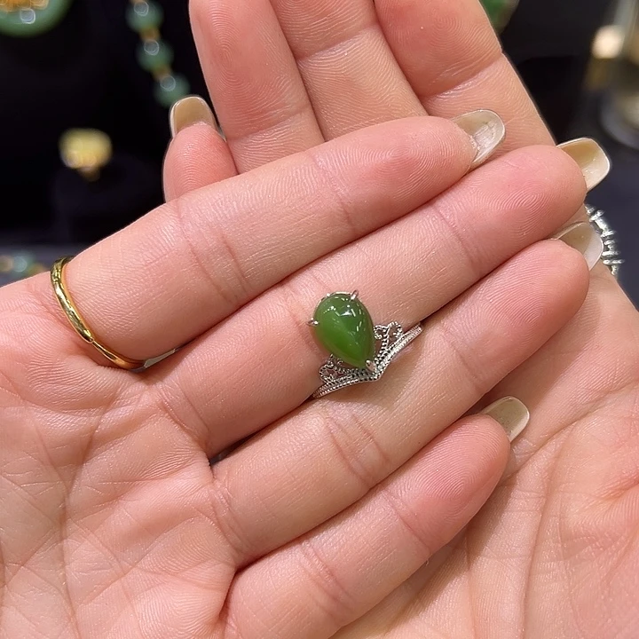 和田玉银S925镶嵌戒指