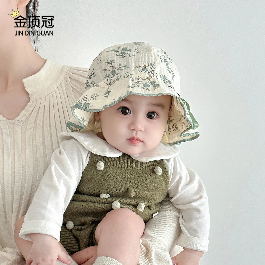 春秋季婴儿帽子女圆顶夏季太阳帽大檐短檐女宝民族风宝宝帽子森系