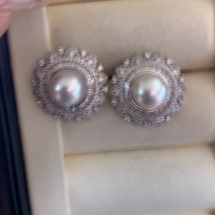 银S925镶嵌耳饰海水珍珠