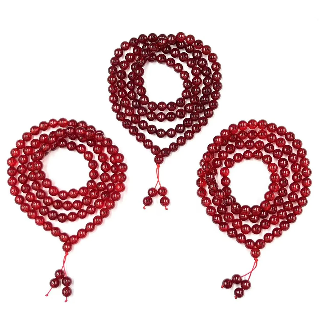 【符老板】x627-复古设计红景玛瑙圆珠项链-赠礼盒-多样性只发一件