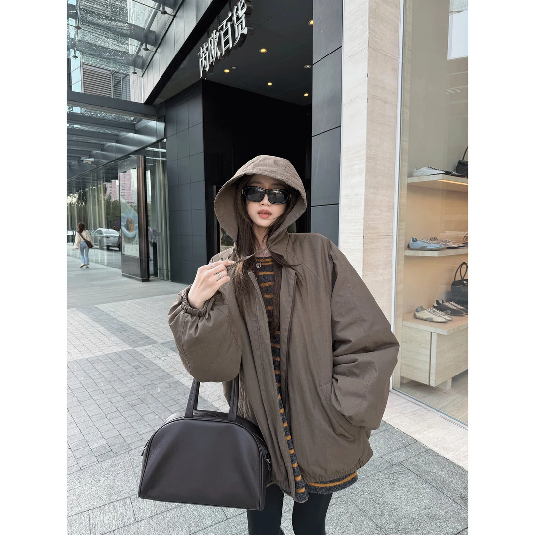 VUMP 泡泡面包棉服 慵懒调性感宽松连帽拉链大棉服外套女棉衣秋冬