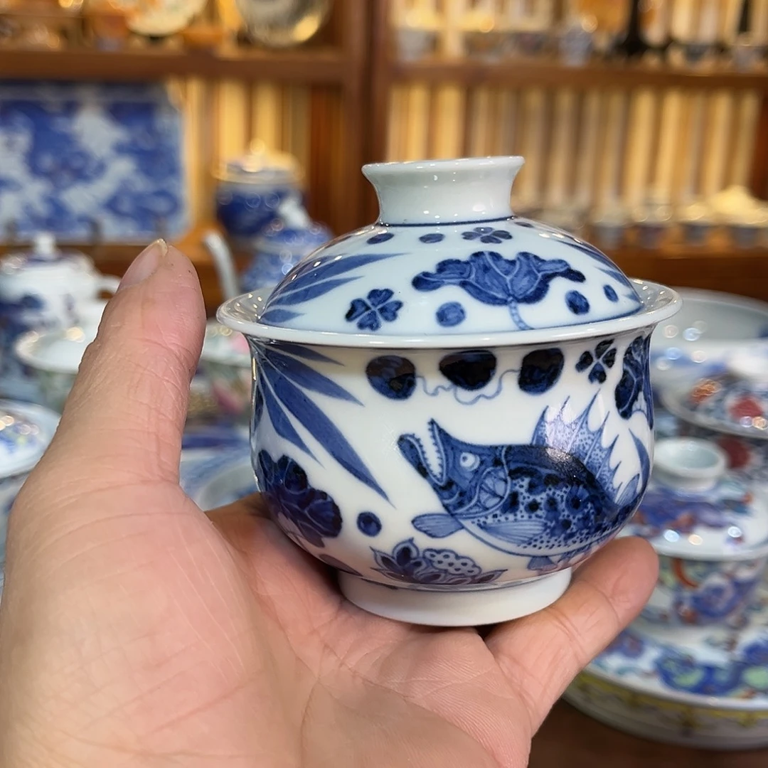 錡镇堂手工手绘盖碗