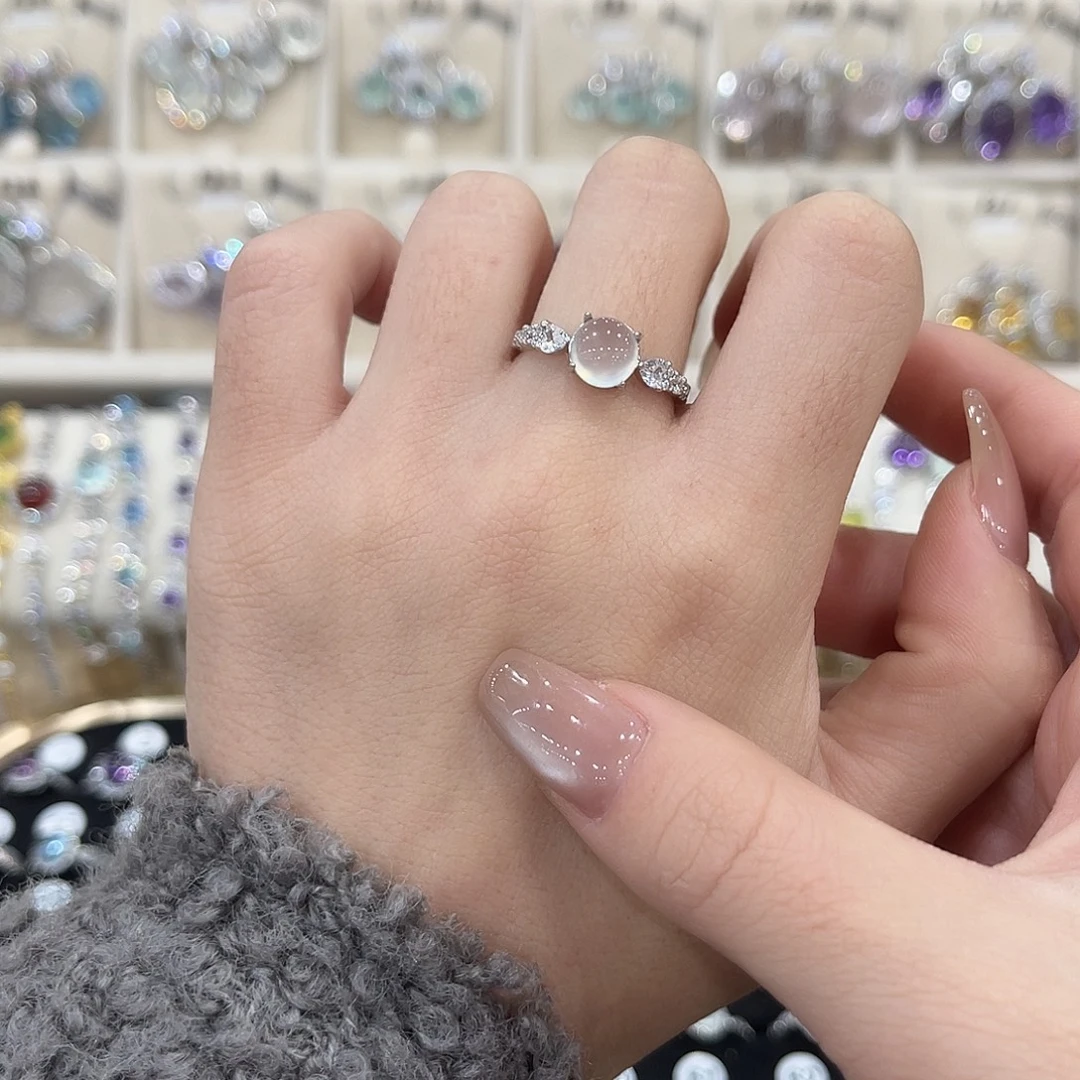 蛇纹石玉银S925镶嵌戒指