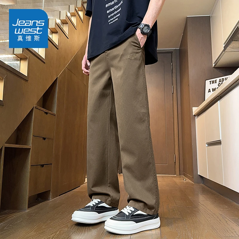 Jeanswest/真维斯天丝复古休闲裤男生夏季薄款宽松百搭直筒长裤男