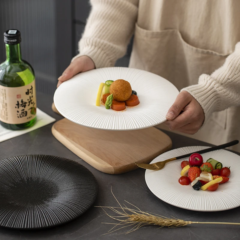 家用餐盘陶瓷沙盘盘轻奢创意意面盘浅盘2024新款餐厅摆盘简约餐具