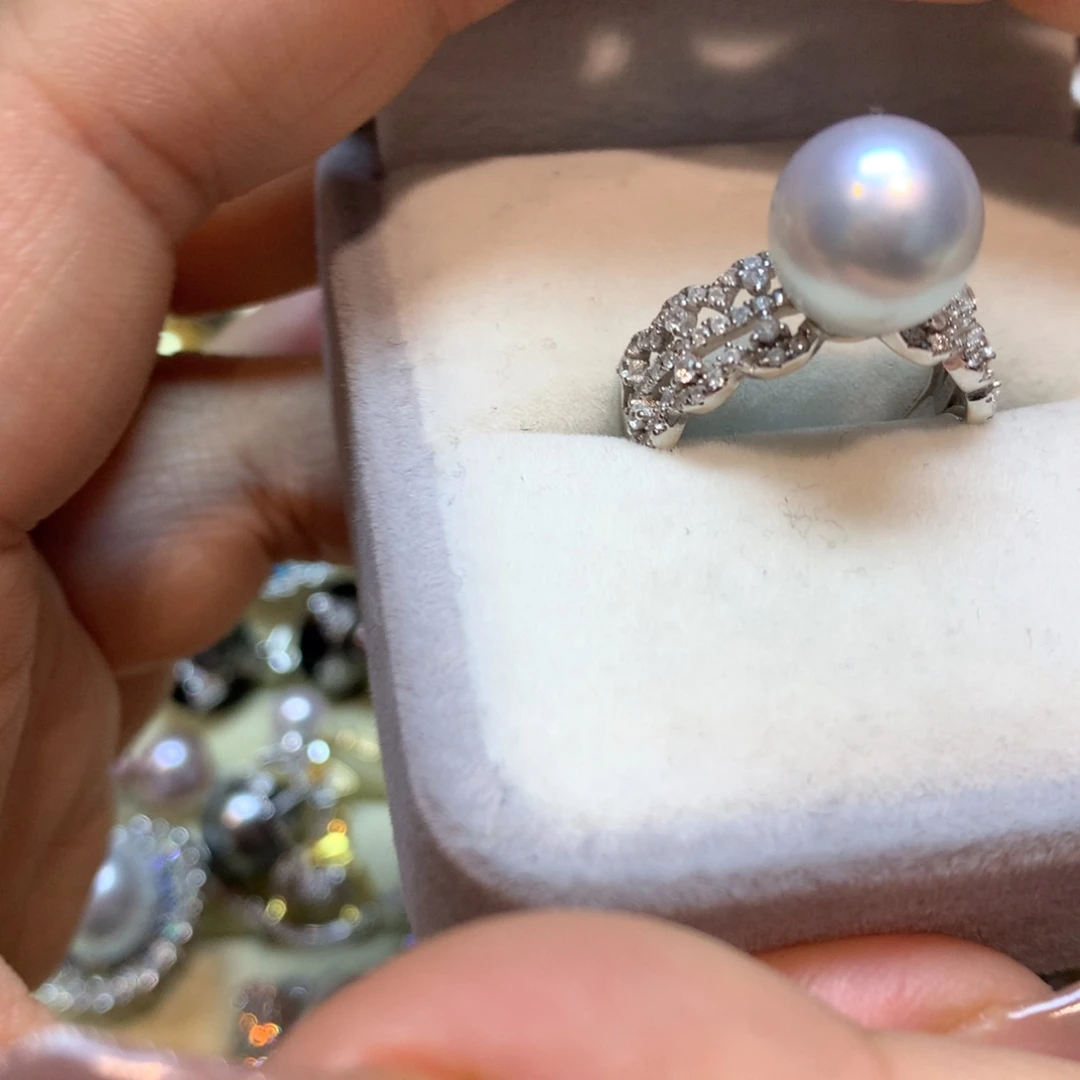 海水珍珠戒指银S925镶嵌