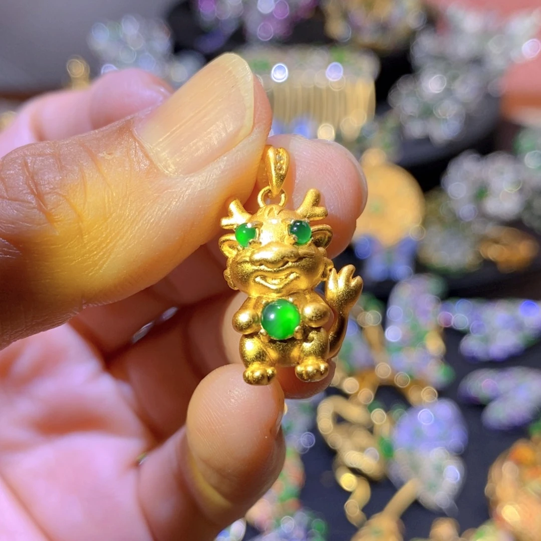 吊坠(不含链)银S925镶嵌翡翠