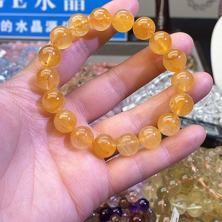 水晶手链未镶嵌黄胶花11+