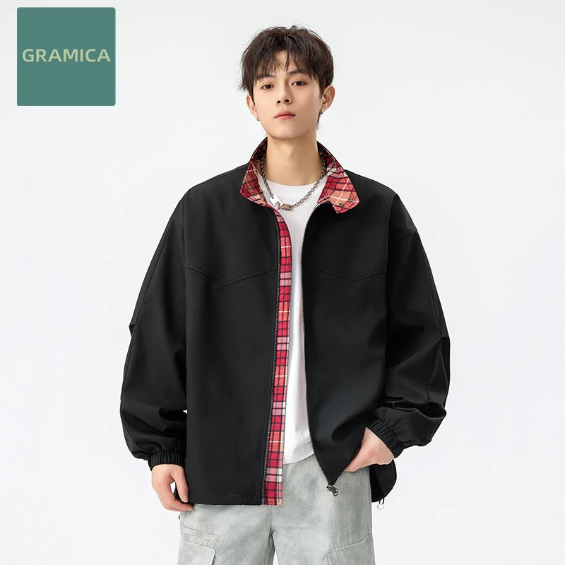 GRAMICA格布拼接薄款外套男款春季2025新款休闲宽松潮流防风夹克