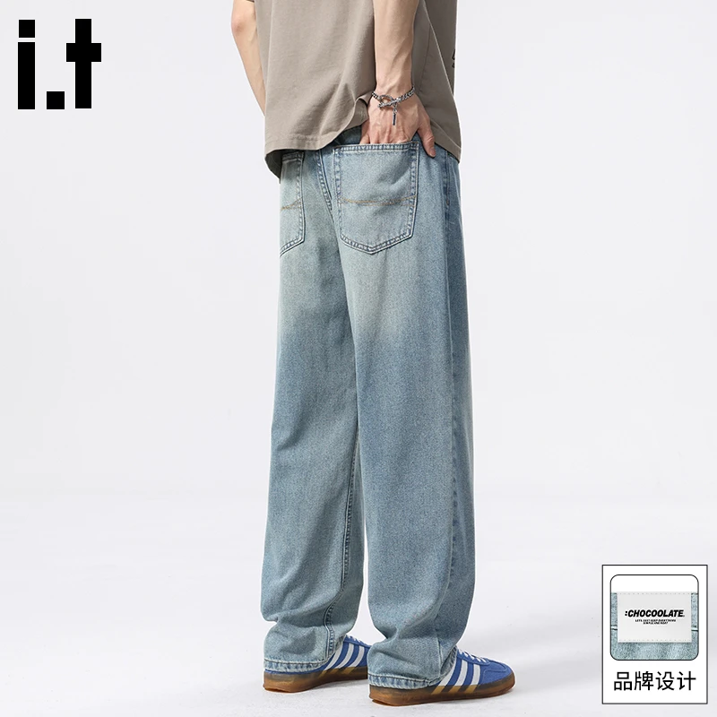 it:CHOCOOLATE夏季潮流宽松直筒牛仔裤男士2025薄款休闲阔腿长裤