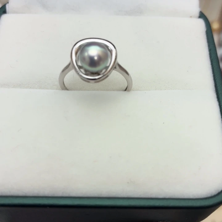海水珍珠银S925镶嵌戒指