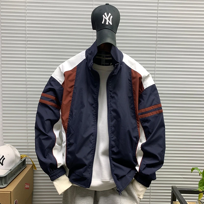 2025春秋新款立领机能撞色夹克男休闲宽松运动百搭潮牌飞行服外套