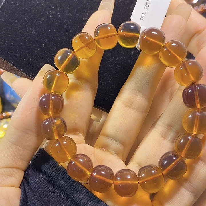 琥珀未镶嵌珠宝奇石棕红老型手串12