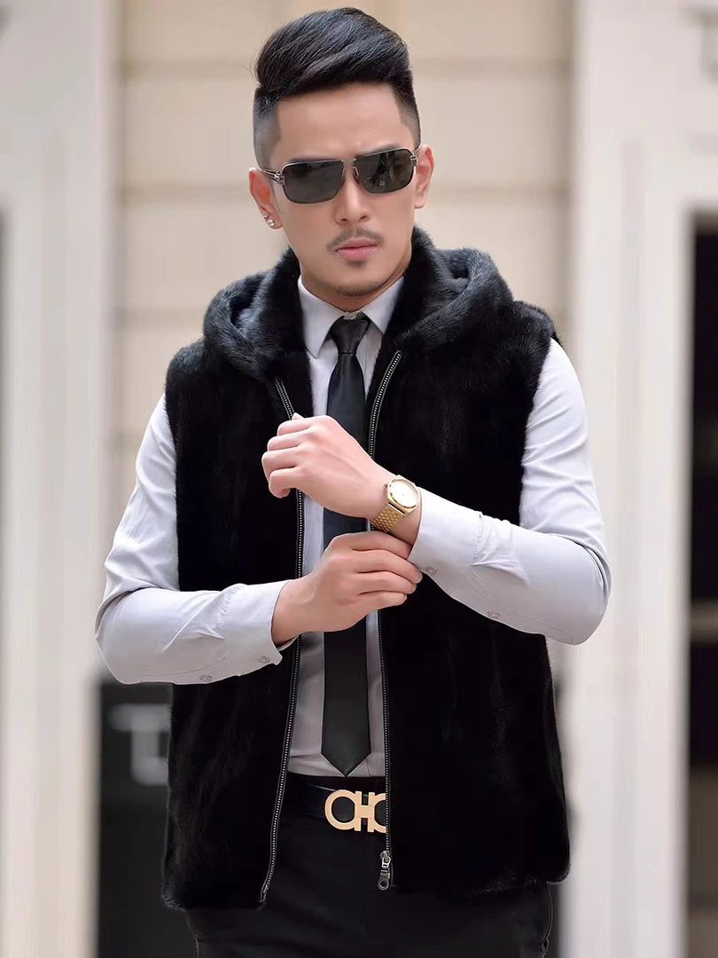 Y【马甲款】2025秋冬新款保暖经典大气男款大衣外套皮衣草正品保证